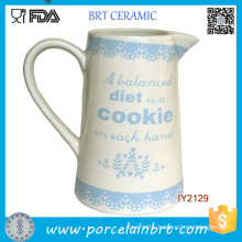 Custom White Ceramic Pot with Handle Milk Pot